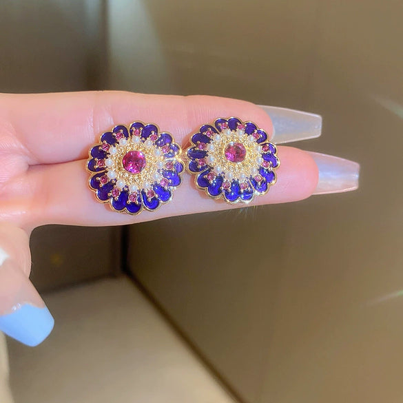 Wholesale Women's Midancient Vintage Jewelry Medieval Style Alloy 925 Silver Geometric Drop Shape Earrings Set With Diamonds