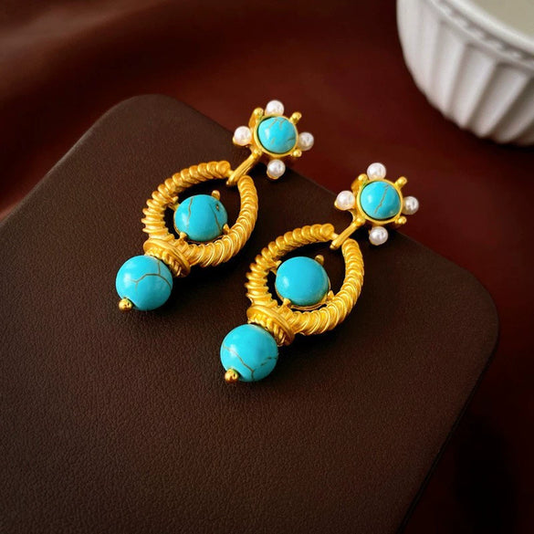 Wholesale Women's Midancient Vintage Jewelry Medieval Style Alloy 925 Silver Geometric Drop Shape Earrings Set With Diamonds