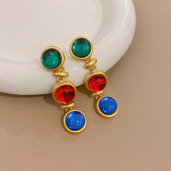 Wholesale Women's Midancient Vintage Jewelry Medieval Style Alloy 925 Silver Geometric Drop Shape Earrings Set With Diamonds
