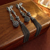 Wholesale Women's Midancient Vintage Jewelry Medieval Style Alloy 925 Silver Geometric Drop Shape Earrings Set With Diamonds