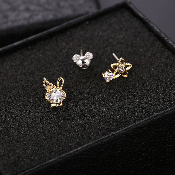 Wholesale Women's Mini Cartoon Animal Zodiac 925 Sterling Silver Earrings With Electroplating