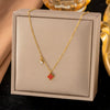 Wholesale Women's Mini Fourleaf Clover 18K Gold Real Gold Plated In The Furnace Flower Pendant Necklace With Flash O Chain