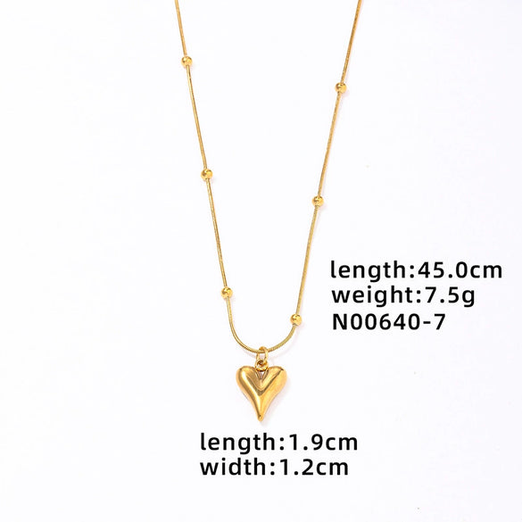 Wholesale Women's Mini Heart Shaped Pendant Clavicle Necklace Copper Titanium Steel Electroplated Niche Design
