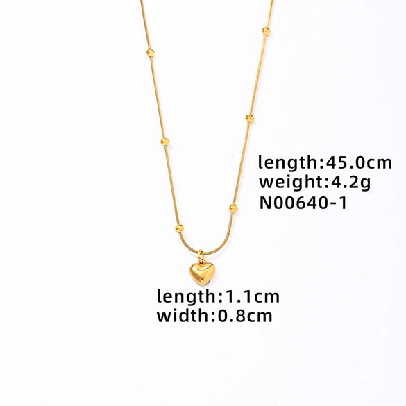 Wholesale Women's Mini Heart Shaped Pendant Clavicle Necklace Copper Titanium Steel Electroplated Niche Design