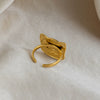 Wholesale Women's Minimalist Animal Catshaped Open Ring Stainless Steel Real Gold Plated Jewelry