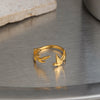 Wholesale Women's Minimalist Animal Style Stainless Steel Wings Ring With Pvd Furnace Vacuum Real Gold Plating