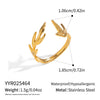 Wholesale Women's Minimalist Animal Style Stainless Steel Wings Ring With Pvd Furnace Vacuum Real Gold Plating