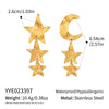 Wholesale Women's Minimalist Asymmetrical Star Shape Stainless Steel 18K Gold Vacuum Plated Earrings