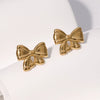 Wholesale Women's Minimalist Bow Stainless Steel Goldplated Earrings