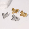 Wholesale Women's Minimalist Bow Stainless Steel Goldplated Earrings