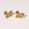 Wholesale Women's Minimalist Bow Stainless Steel Goldplated Earrings