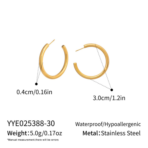 Wholesale Women's Minimalist Casual Geometric Hoop Earrings Stainless Steel Pvd Furnace Vacuum Real Gold Plated