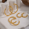 Wholesale Women's Minimalist Casual Geometric Hoop Earrings Stainless Steel Pvd Furnace Vacuum Real Gold Plated