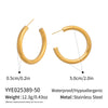 Wholesale Women's Minimalist Casual Geometric Hoop Earrings Stainless Steel Pvd Furnace Vacuum Real Gold Plated