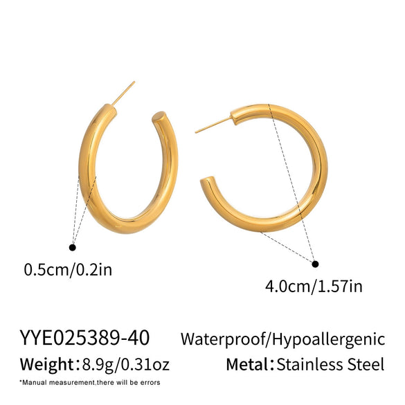 Wholesale Women's Minimalist Casual Geometric Hoop Earrings Stainless Steel Pvd Furnace Vacuum Real Gold Plated