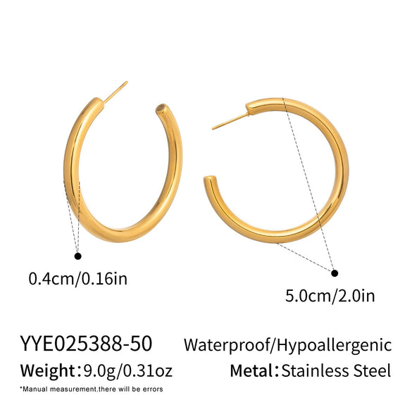 Wholesale Women's Minimalist Casual Geometric Hoop Earrings Stainless Steel Pvd Furnace Vacuum Real Gold Plated