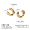 Wholesale Women's Minimalist Casual Geometric Ushaped Stainless Steel Pvd Furnace Vacuum Real Gold Plated Earrings