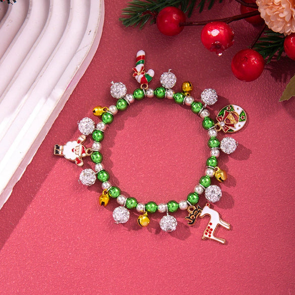 Wholesale Women's Minimalist Christmas Polymer Clay Bracelet With Snowflake And Christmas Tree Pendant
