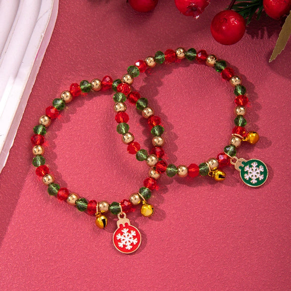 Wholesale Women's Minimalist Christmas Polymer Clay Bracelet With Snowflake And Christmas Tree Pendant