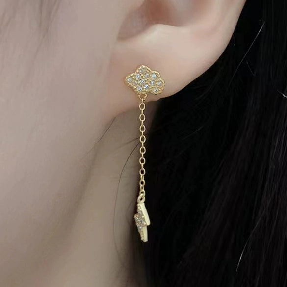Wholesale Women's Minimalist Cloud Lightning 925 Sterling Silver Microinlaid Zircon Electroplated Earrings