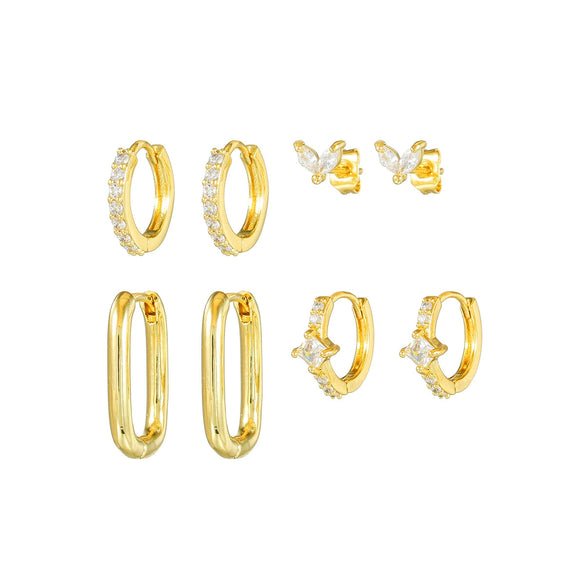 Wholesale Women's Minimalist Copper Earrings With Marquise Zircon And Leaves Pattern
