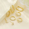 Wholesale Women's Minimalist Copper Earrings With Marquise Zircon And Leaves Pattern