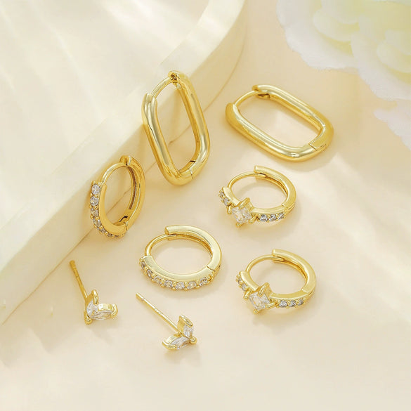 Wholesale Women's Minimalist Copper Earrings With Marquise Zircon And Leaves Pattern