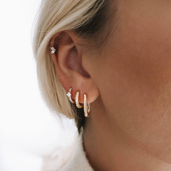 Wholesale Women's Minimalist Copper Earrings With Marquise Zircon And Leaves Pattern