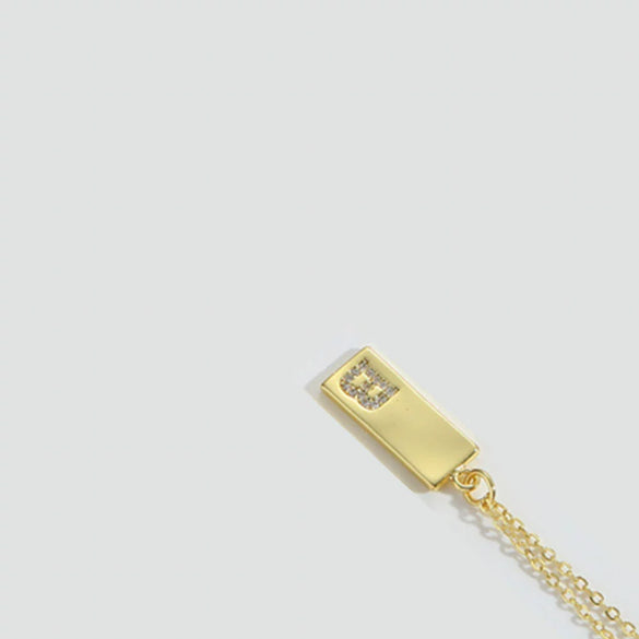 Wholesale Women's Minimalist Copper Pendant Choker Necklace With Square Shape And Mixed Gemstone Inlay Of Letters Numbers Text In O Chain Style