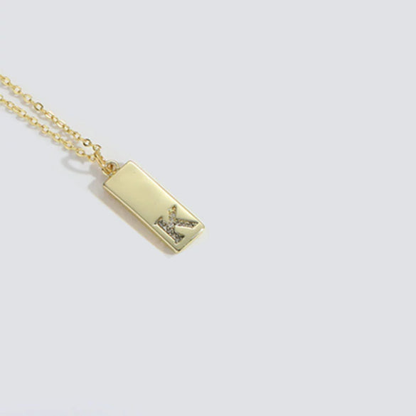 Wholesale Women's Minimalist Copper Pendant Choker Necklace With Square Shape And Mixed Gemstone Inlay Of Letters Numbers Text In O Chain Style