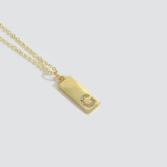 Wholesale Women's Minimalist Copper Pendant Choker Necklace With Square Shape And Mixed Gemstone Inlay Of Letters Numbers Text In O Chain Style