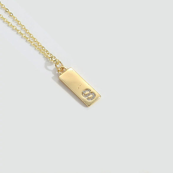 Wholesale Women's Minimalist Copper Pendant Choker Necklace With Square Shape And Mixed Gemstone Inlay Of Letters Numbers Text In O Chain Style