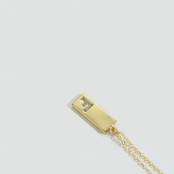 Wholesale Women's Minimalist Copper Pendant Choker Necklace With Square Shape And Mixed Gemstone Inlay Of Letters Numbers Text In O Chain Style