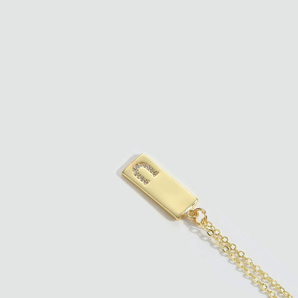 Wholesale Women's Minimalist Copper Pendant Choker Necklace With Square Shape And Mixed Gemstone Inlay Of Letters Numbers Text In O Chain Style