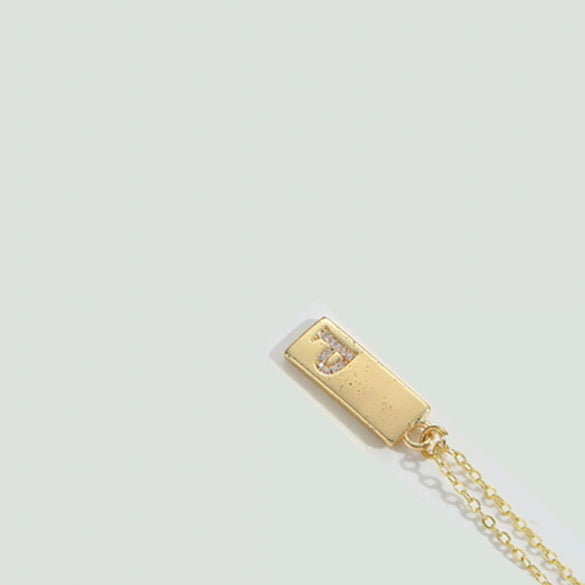 Wholesale Women's Minimalist Copper Pendant Choker Necklace With Square Shape And Mixed Gemstone Inlay Of Letters Numbers Text In O Chain Style