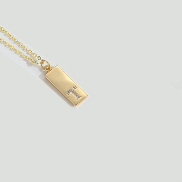 Wholesale Women's Minimalist Copper Pendant Choker Necklace With Square Shape And Mixed Gemstone Inlay Of Letters Numbers Text In O Chain Style