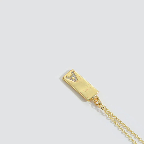 Wholesale Women's Minimalist Copper Pendant Choker Necklace With Square Shape And Mixed Gemstone Inlay Of Letters Numbers Text In O Chain Style