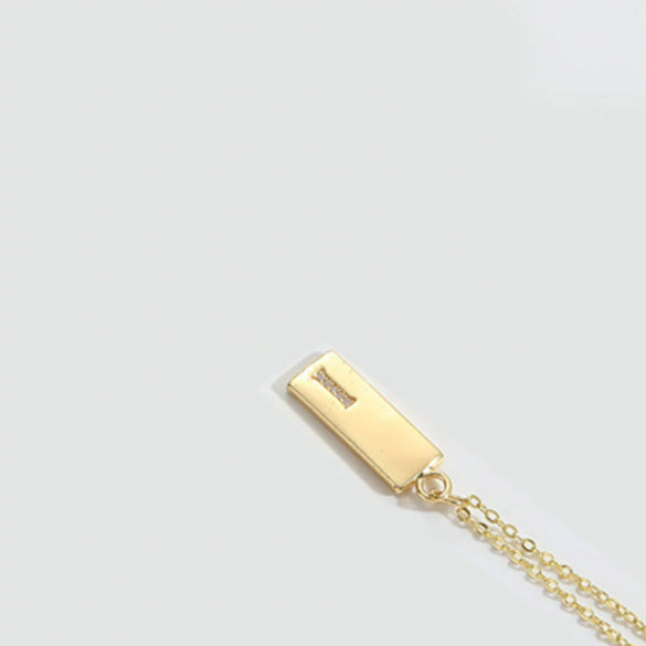 Wholesale Women's Minimalist Copper Pendant Choker Necklace With Square Shape And Mixed Gemstone Inlay Of Letters Numbers Text In O Chain Style