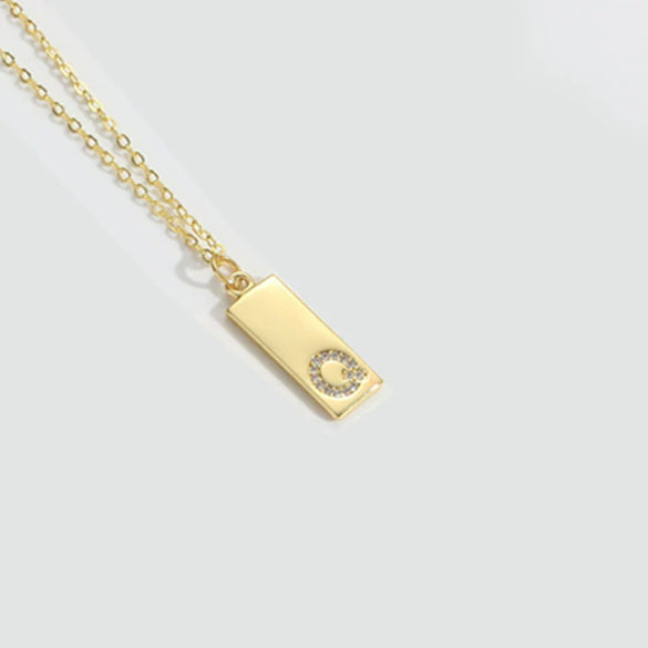 Wholesale Women's Minimalist Copper Pendant Choker Necklace With Square Shape And Mixed Gemstone Inlay Of Letters Numbers Text In O Chain Style
