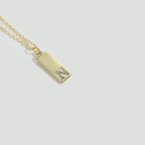 Wholesale Women's Minimalist Copper Pendant Choker Necklace With Square Shape And Mixed Gemstone Inlay Of Letters Numbers Text In O Chain Style