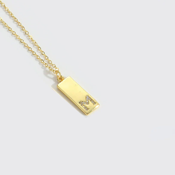 Wholesale Women's Minimalist Copper Pendant Choker Necklace With Square Shape And Mixed Gemstone Inlay Of Letters Numbers Text In O Chain Style