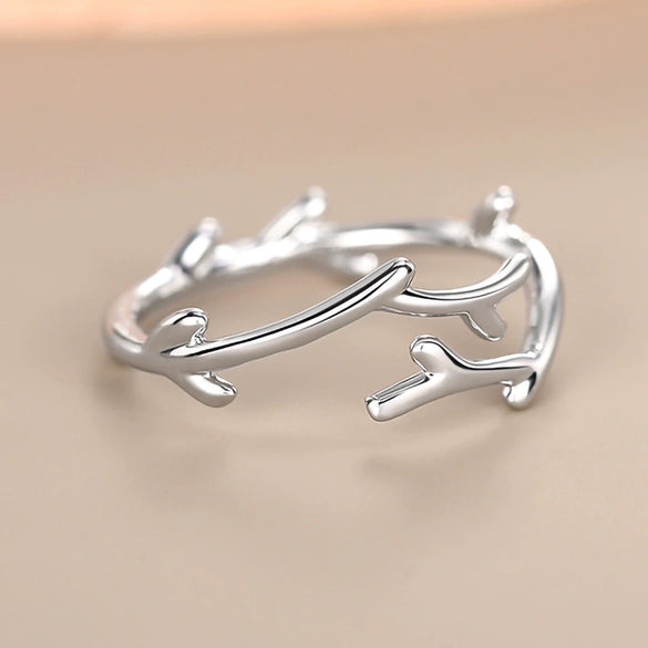 Wholesale Women's Minimalist Copper Ring With Geometric And Leaf Pattern Electroplated