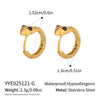 Wholesale Women's Minimalist Diamondencrusted Zodiac Snakeshaped Stainless Steel Earrings With Vacuum Real Gold Plating