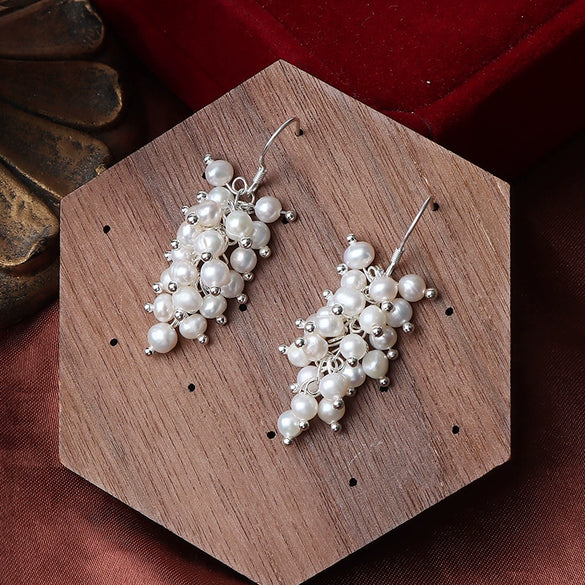 Wholesale Women's Minimalist Drop Shape Natural Freshwater Pearl S925 Sterling Silver Earrings Set With Pearls
