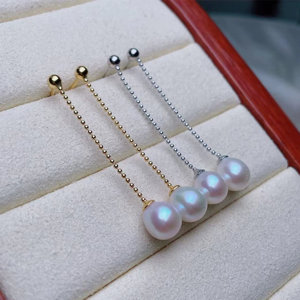 Wholesale Women's Minimalist Drop Shape 925 Sterling Silver Pearl Earrings