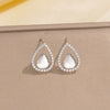 Wholesale Women's Minimalist Dropshaped Copper Earrings Set With Diamonds