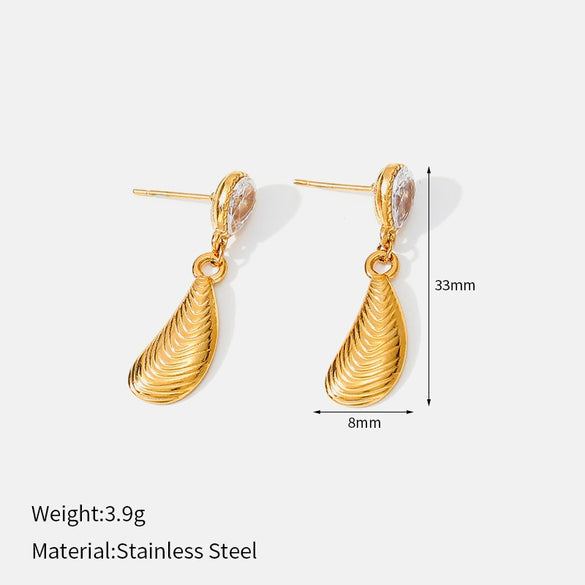 Wholesale Women's Minimalist Dropshaped Stainless Steel Vacuum Plated Earrings