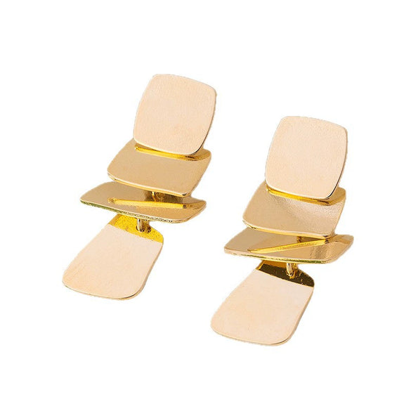 Wholesale Women's Minimalist Electroplated Alloy Geometric Leaf Design Earrings