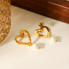 Wholesale Women's Minimalist Electroplated Stainless Steel Heart And Geometric Earrings