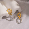 Wholesale Women's Minimalist Exaggerated Niche Geometric Oval Colorblocking Stainless Steel Earrings With Vacuum Real Gold Plating In Pvd Furnace